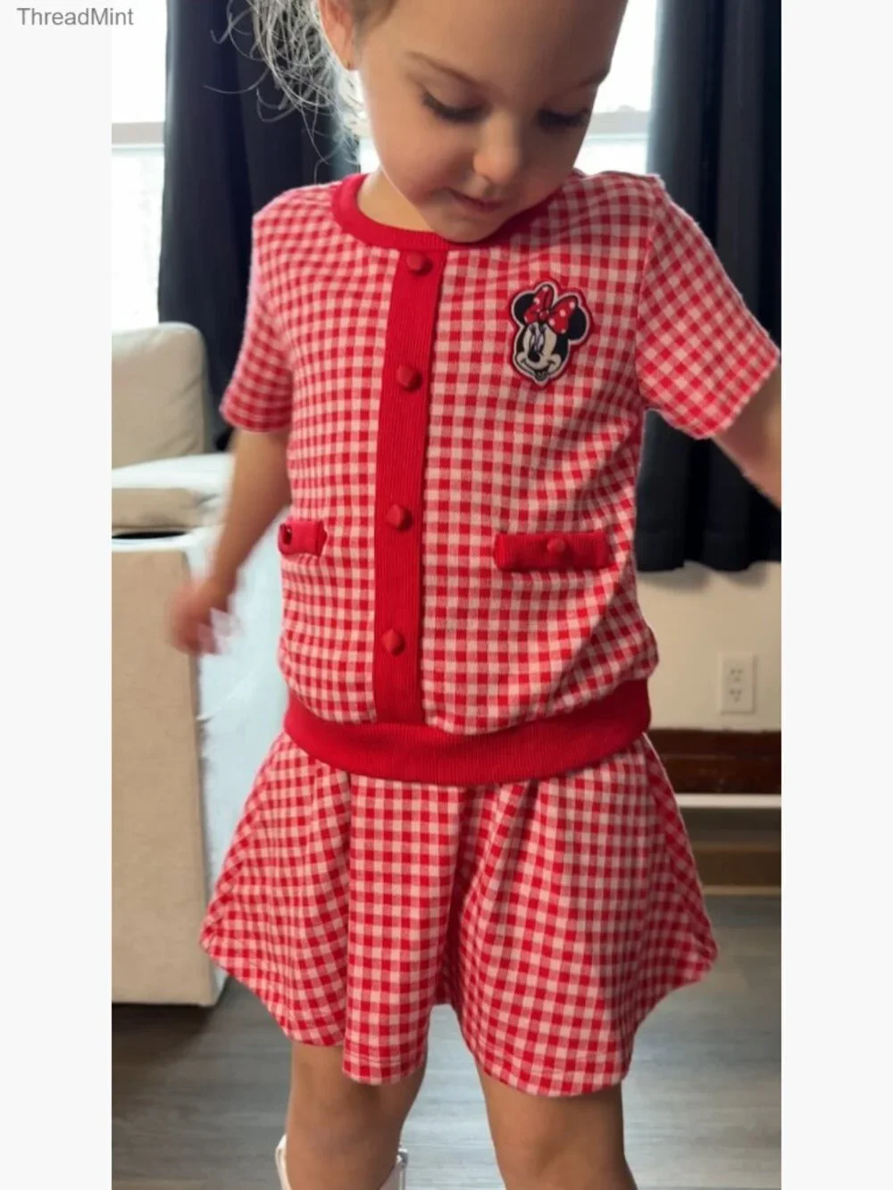 Disney Minnie Mouse Toddler Girl 2-Piece Skirt Set with Knit Top & Tweed Skirt